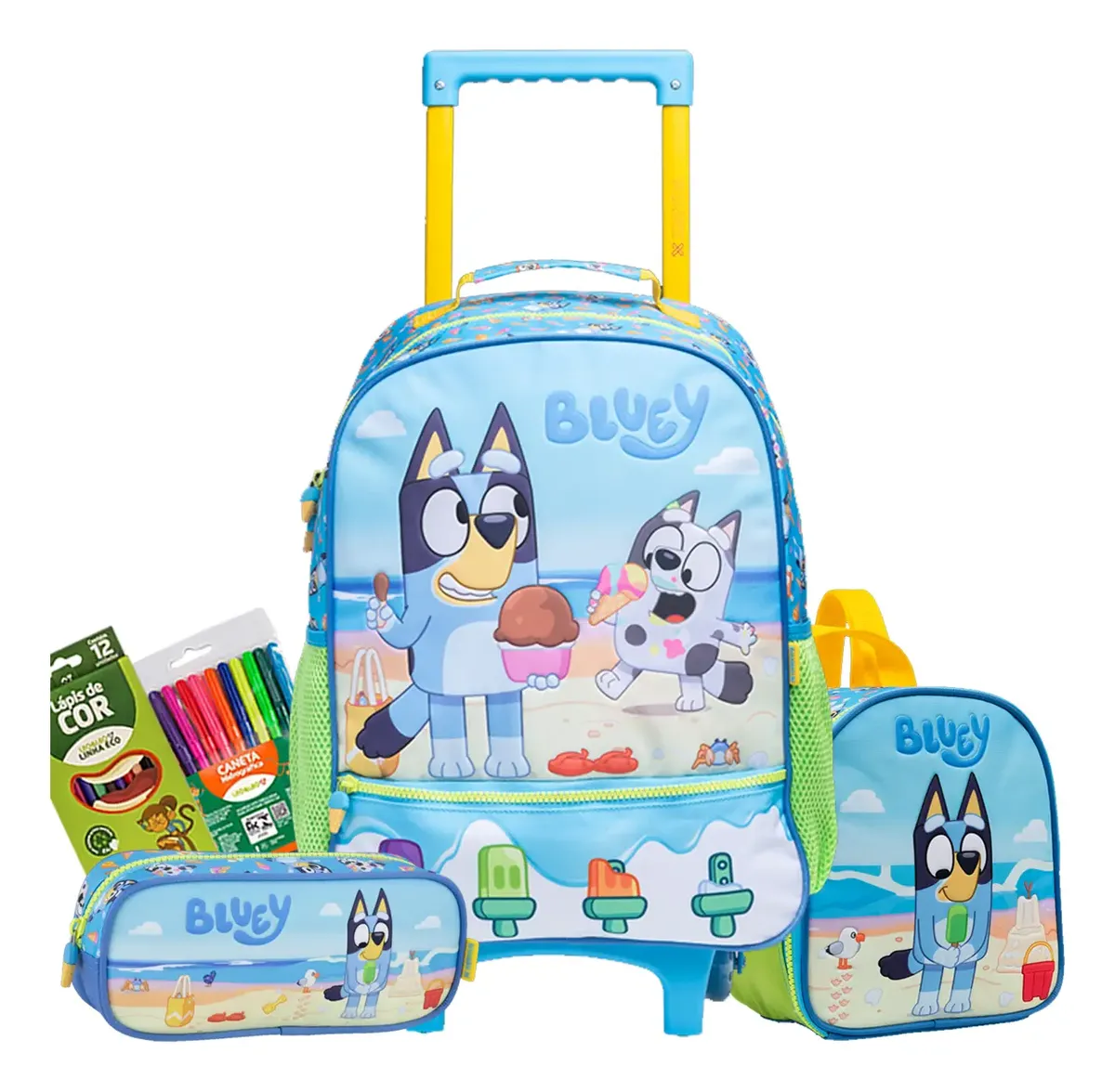 Mochila Escolar Bluey E Bingo 15l Kit Meninas Com Lancheira