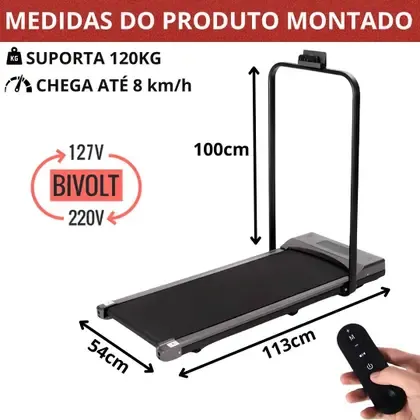 Esteira Ergométrica Dobrável Portátil 2 em 1 Bivolt | Caminhe até 6km/h ou Corra até 10km/h - 3