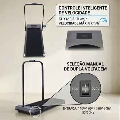 Esteira Ergométrica Dobrável Portátil 2 em 1 Bivolt | Caminhe até 6km/h ou Corra até 10km/h - 4