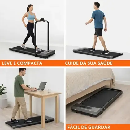 Esteira Ergométrica Dobrável Portátil 2 em 1 Bivolt | Caminhe até 6km/h ou Corra até 10km/h - 6
